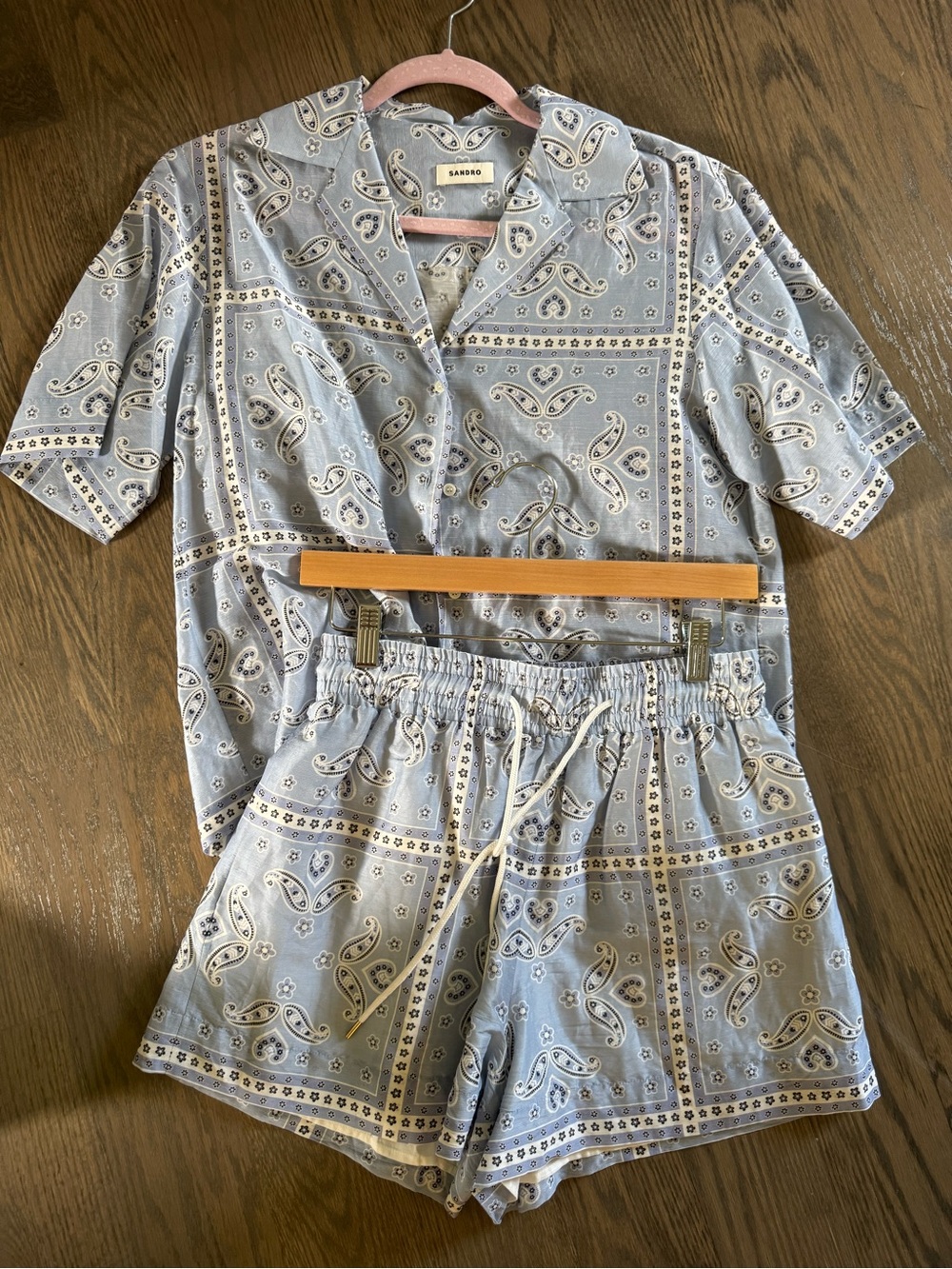 Sandro Light Blue Paisley Bandana Lounge Set 36 (us4)